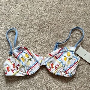 Abercrombie & Fitch White and Blue Bikini Top